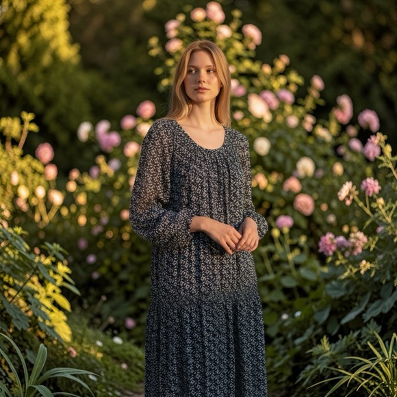 Ralph Lauren Dresses & Skirts - Ralph Lauren Dark Blue Floral Tiered Maxi Dress